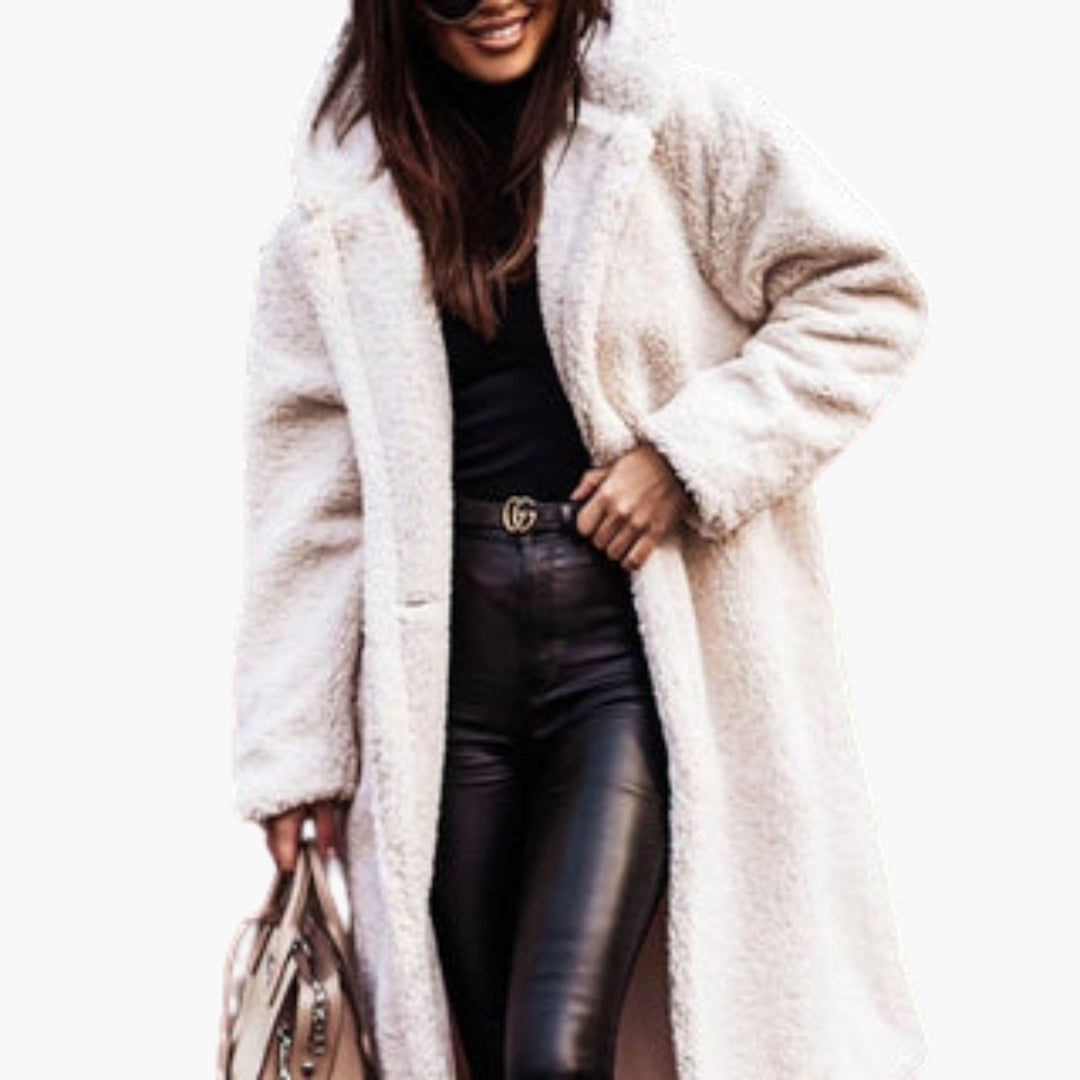 Women’s Long Teddy Coat – Soft Warm Hooded Winter Jacket
