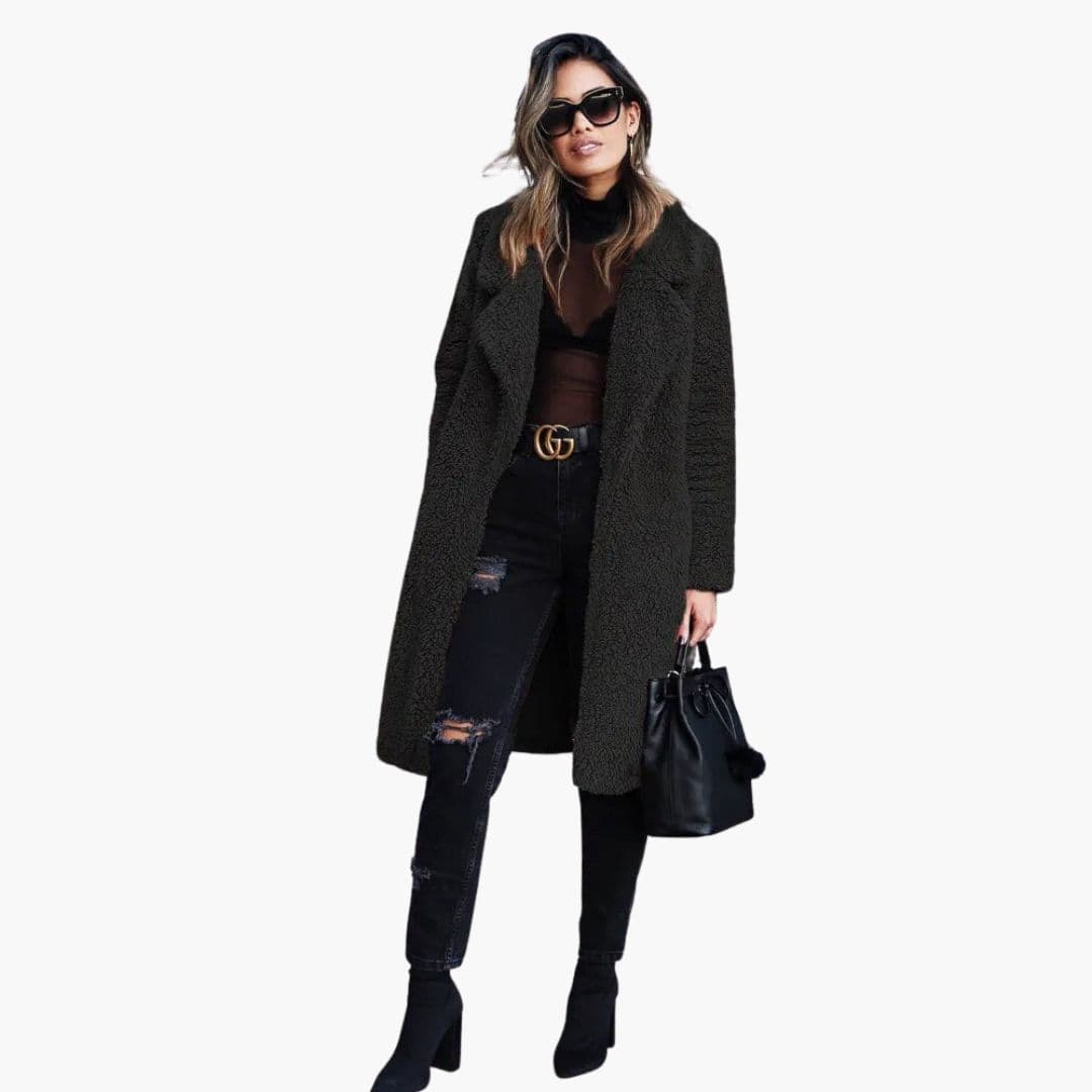 Women’s Long Teddy Coat – Soft Plush Winter Jacket