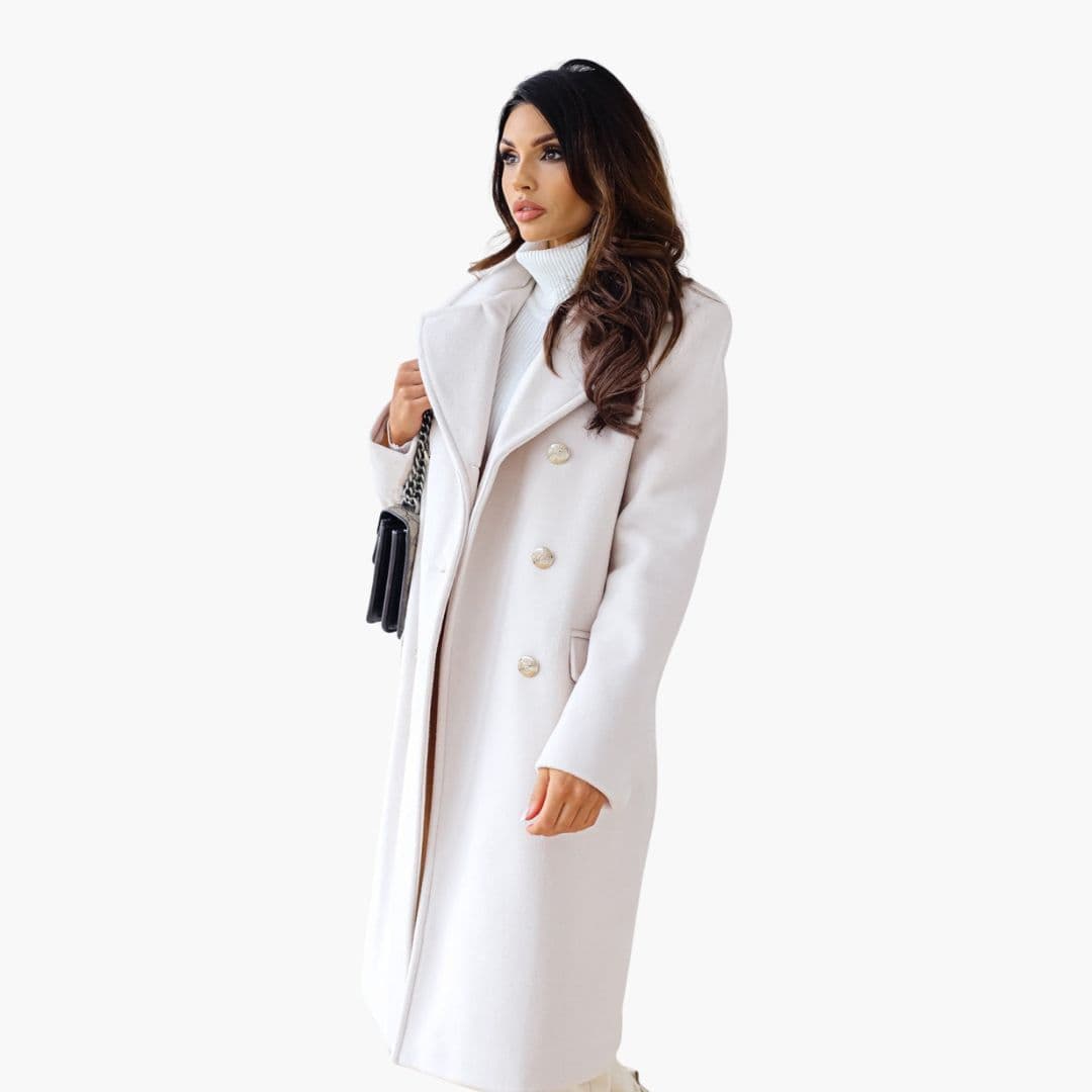 Women’s Luxury Double-Breasted Wool Coat – Long Elegant Winter Coat