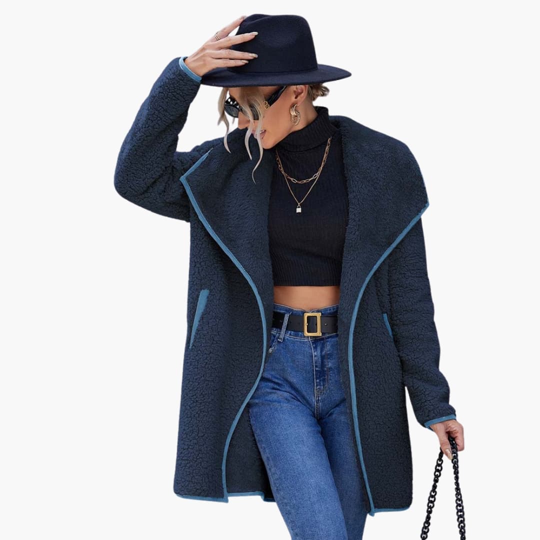 Women’s Soft Sherpa Open-Front Jacket – Cozy Teddy Coat