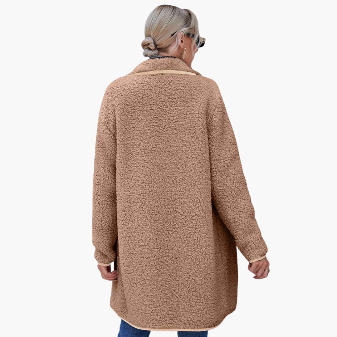 Women’s Soft Sherpa Open-Front Jacket – Cozy Teddy Coat
