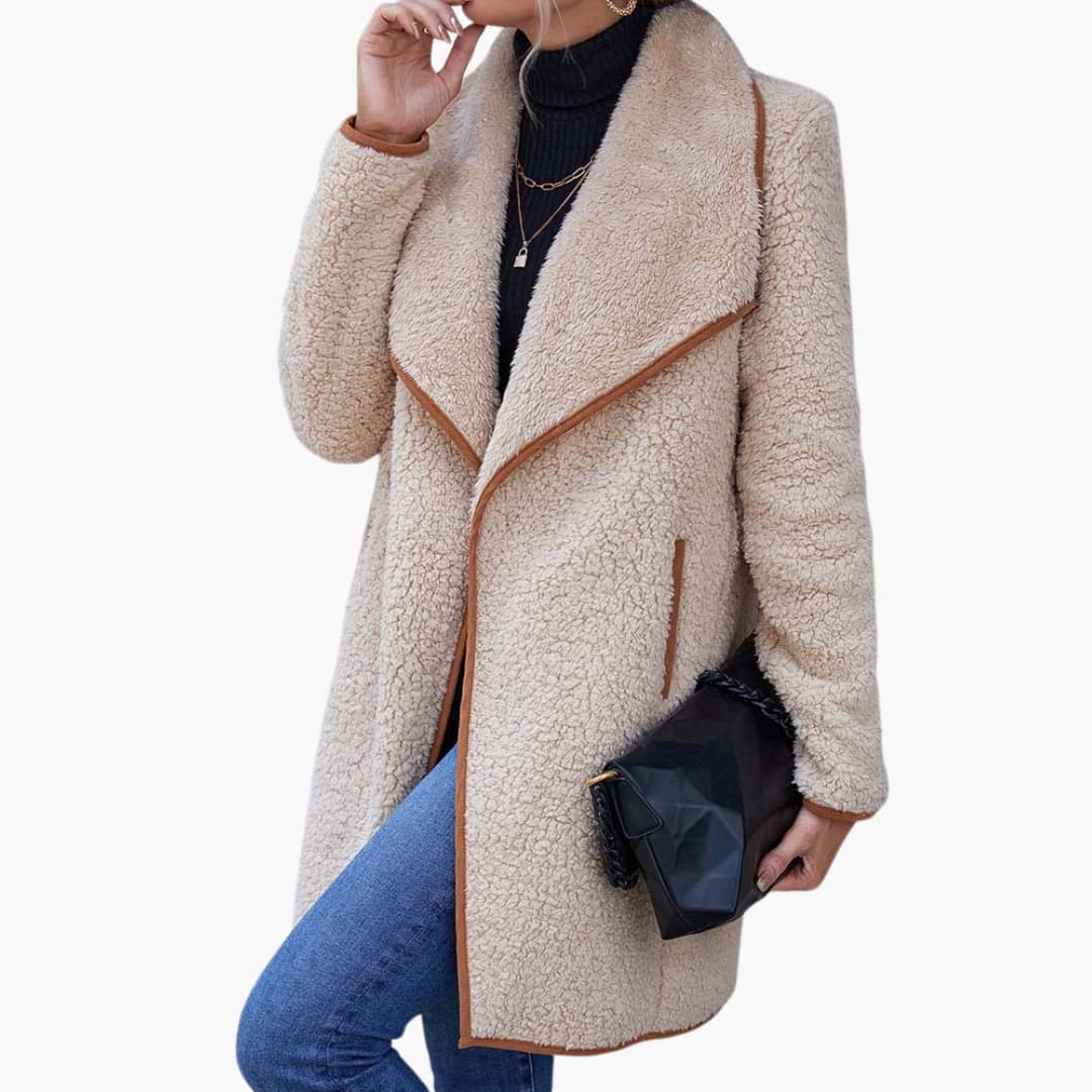 Women’s Soft Sherpa Open-Front Jacket – Cozy Teddy Coat