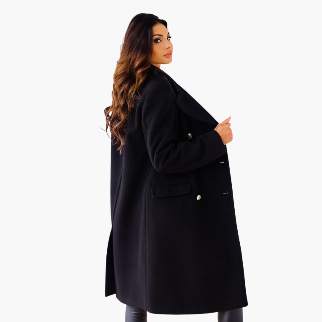 Women’s Double-Breasted Elegant Wool Coat – Premium Long Tailored Jacket
