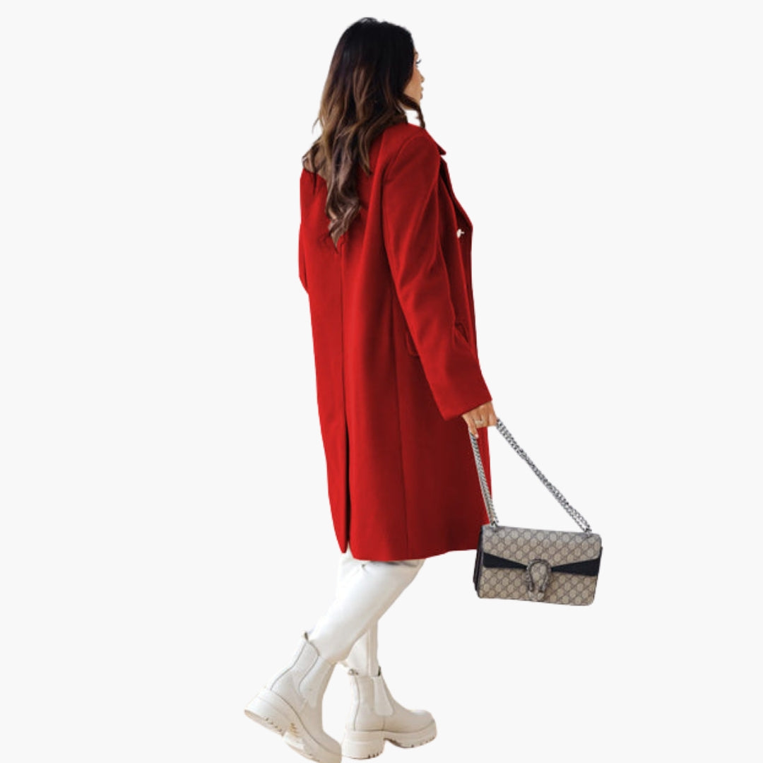 Women’s Double-Breasted Elegant Wool Coat – Premium Long Tailored Jacket