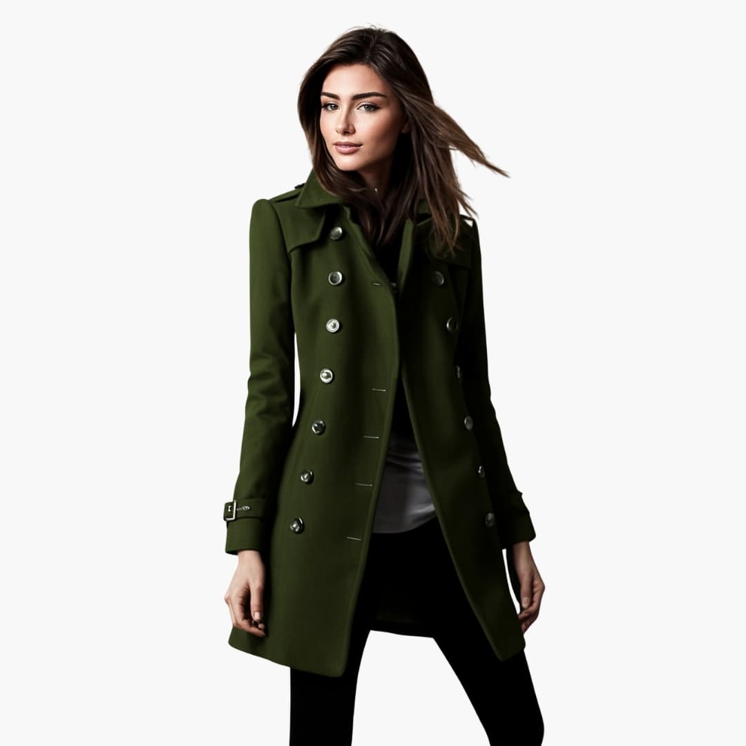 Women’s Double-Breasted Peacoat – Elegant Tailored Winter Coat