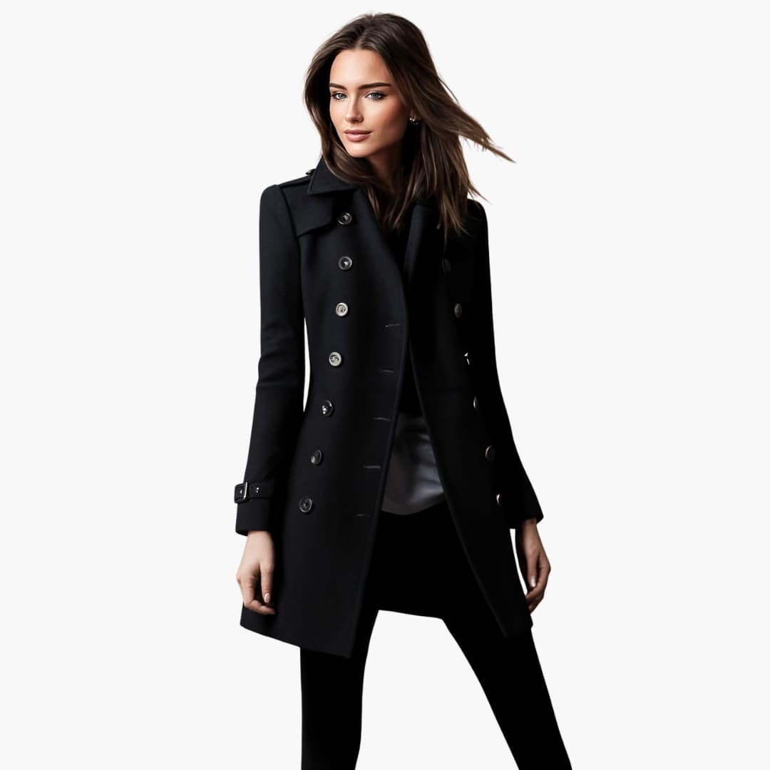 Women’s Double-Breasted Peacoat – Elegant Tailored Winter Coat