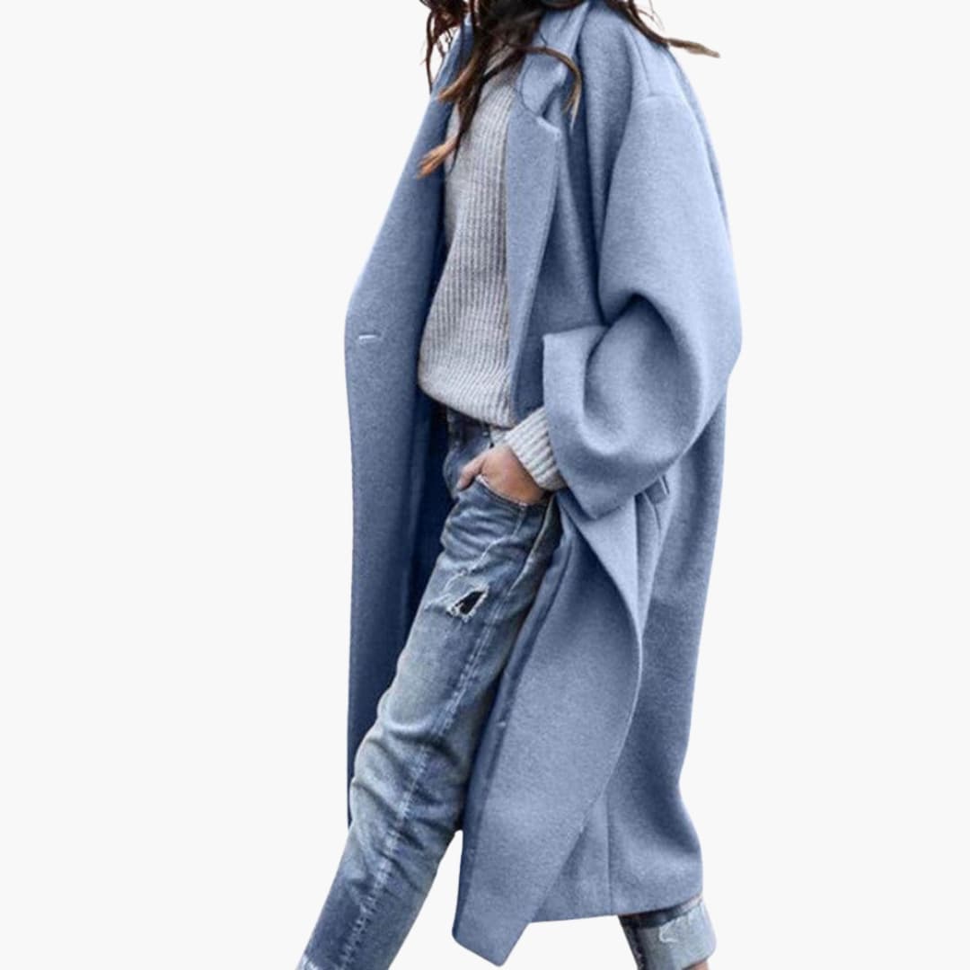 Women’s Oversized Wool-Blend Coat – Relaxed Long Winter Jacket