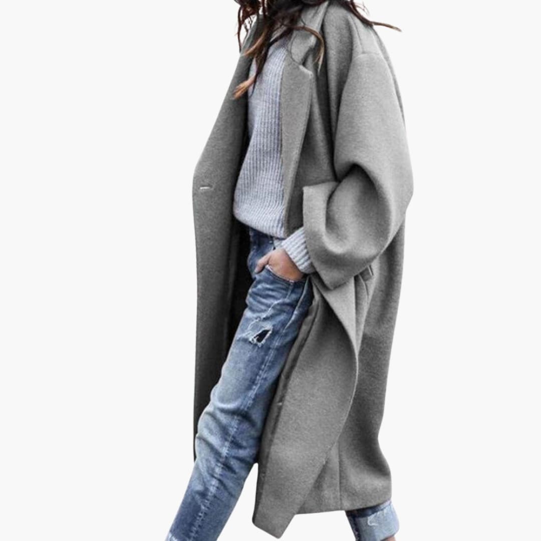 Women’s Oversized Wool-Blend Coat – Relaxed Long Winter Jacket