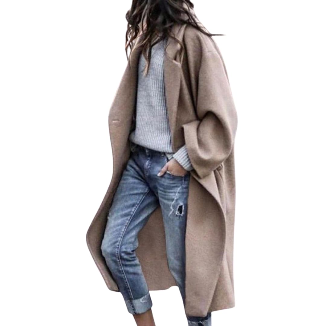 Women’s Oversized Wool-Blend Coat – Relaxed Long Winter Jacket