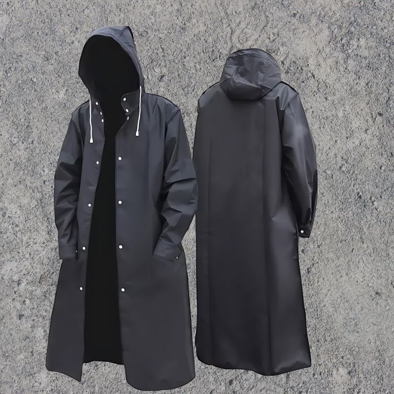 Men’s Long Waterproof Raincoat – Full-Length Hooded Protection