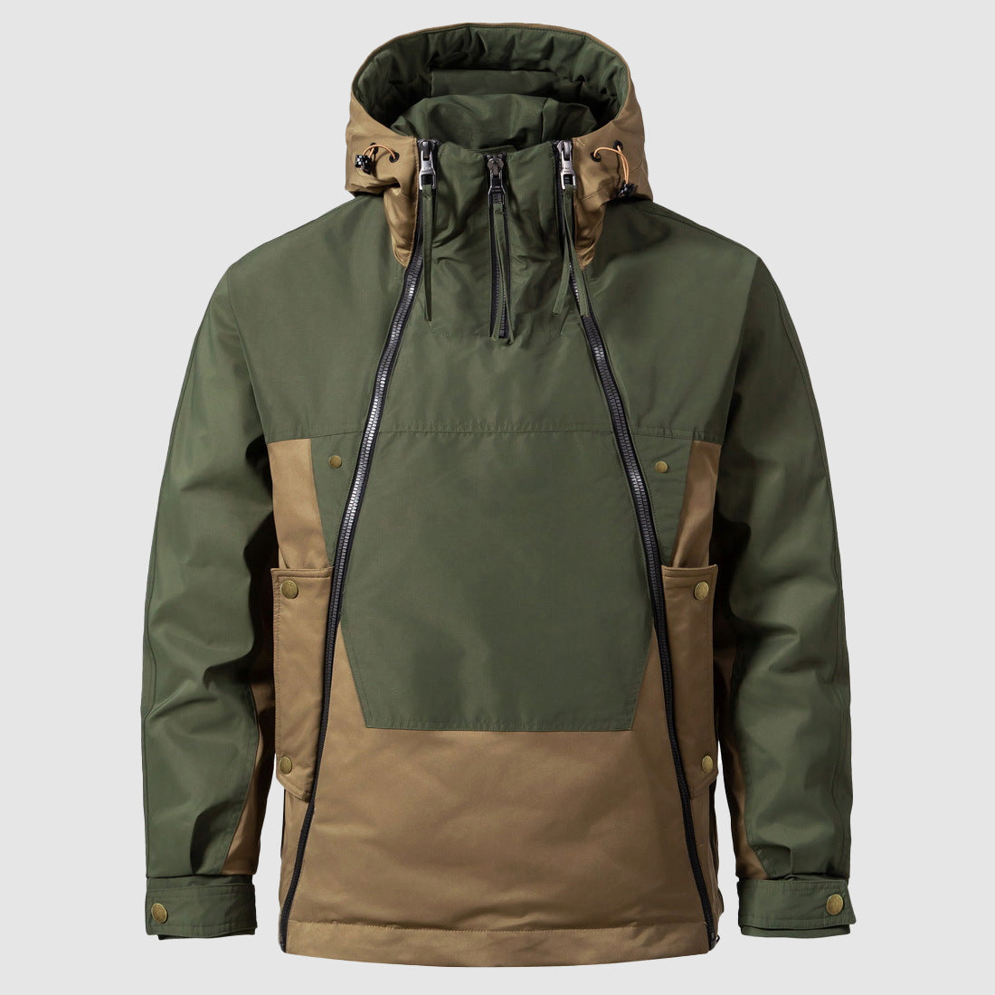 Men’s Two-Tone Winter Anorak Jacket – Windproof & Water-Resistant Comfort