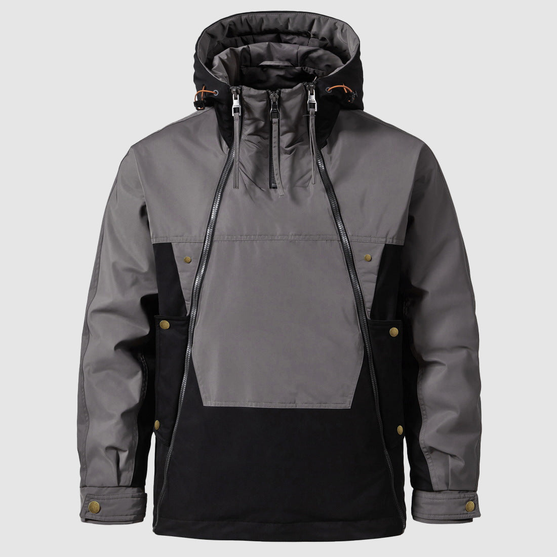 Men’s Two-Tone Winter Anorak Jacket – Windproof & Water-Resistant Comfort