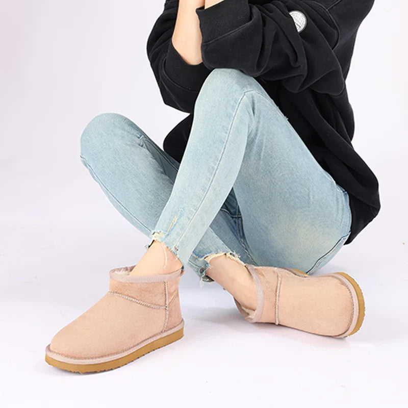 Women’s Faux Shearling Ankle Boots – Warm Lined, Slip-On