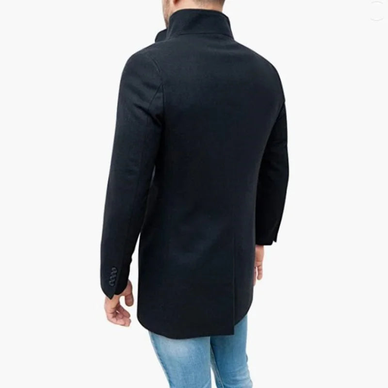 Men’s Slim Fit High-Neck Wool Blend Coat – Classic Camel Overcoat