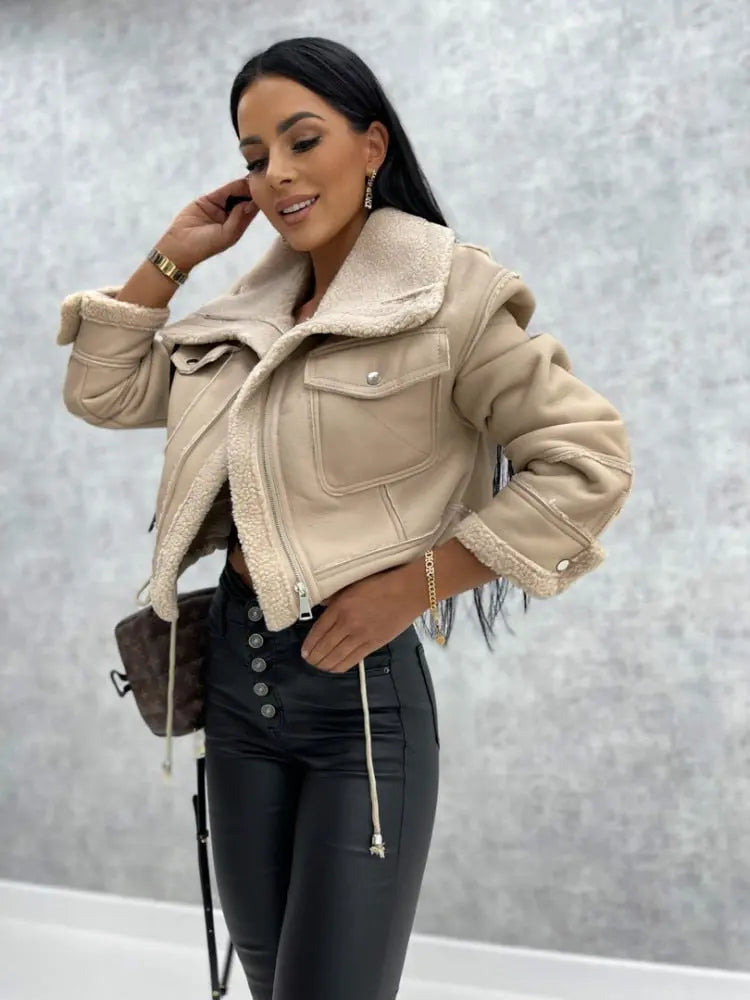 Women’s Faux Shearling Aviator Jacket