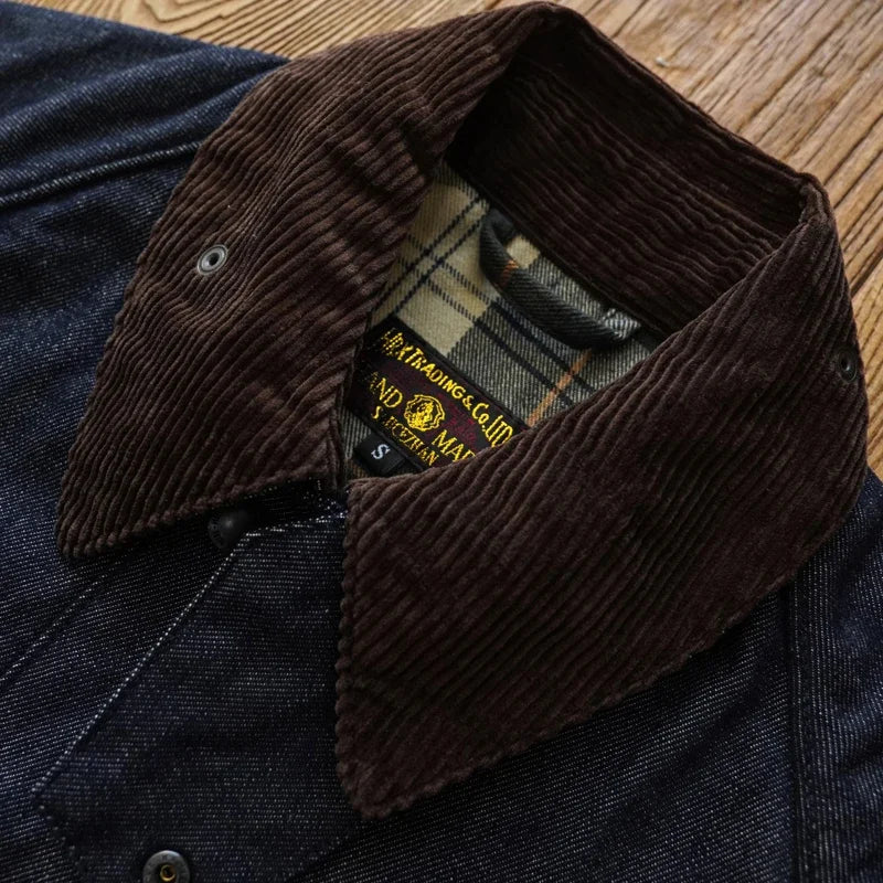 Men’s Vintage Denim Utility Jacket – Heavyweight Workwear Style