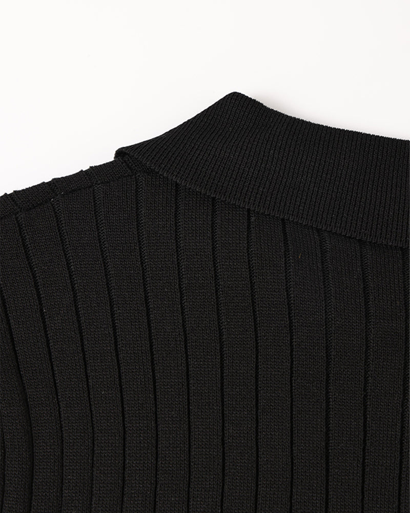 Ribbed Knit Polo Shirt – Modern Minimal Essential by Luxoo