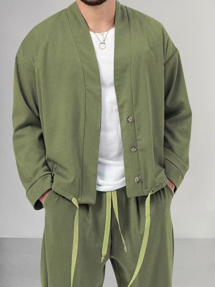 Men's Relaxed 2-Piece Co-ord Set with Button Jacket and Trousers
