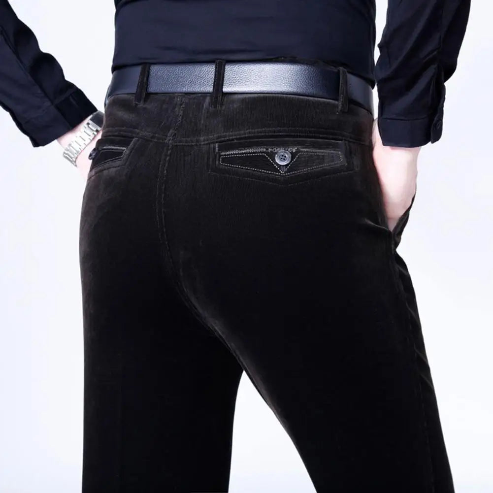 Men's Corduroy Trousers Straight Leg Business Casual Classic Fit