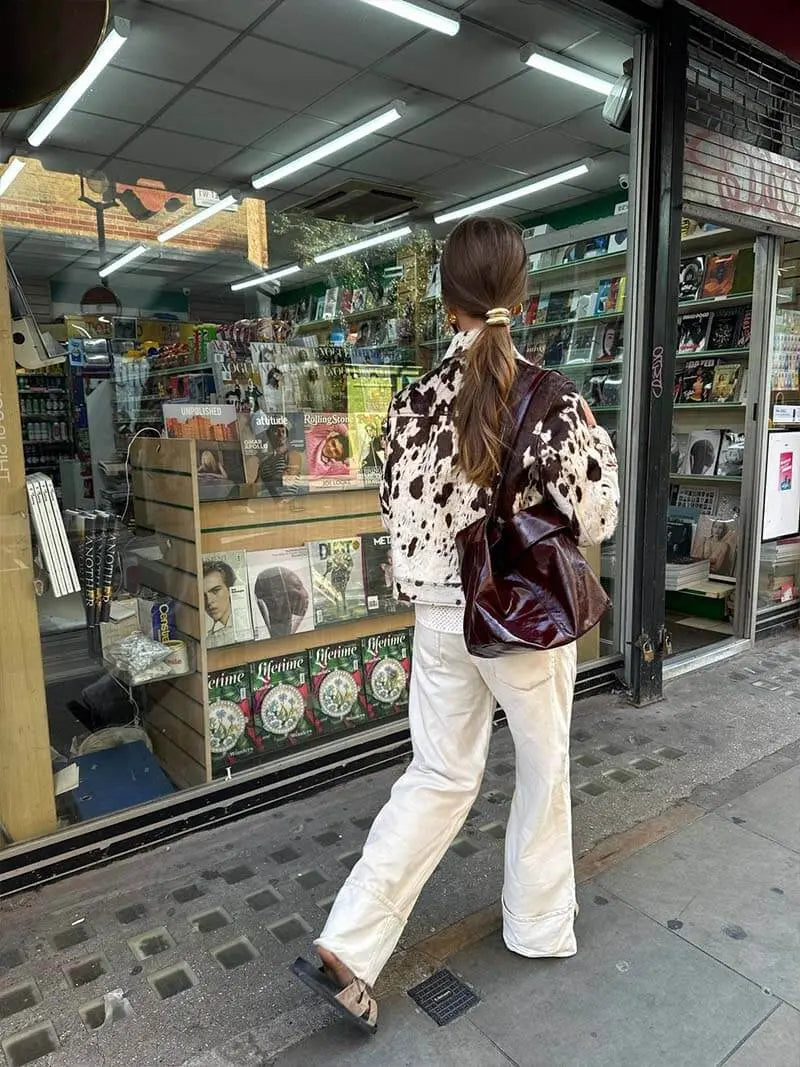 Women’s Cow Print Jacket – Statement Short Fit