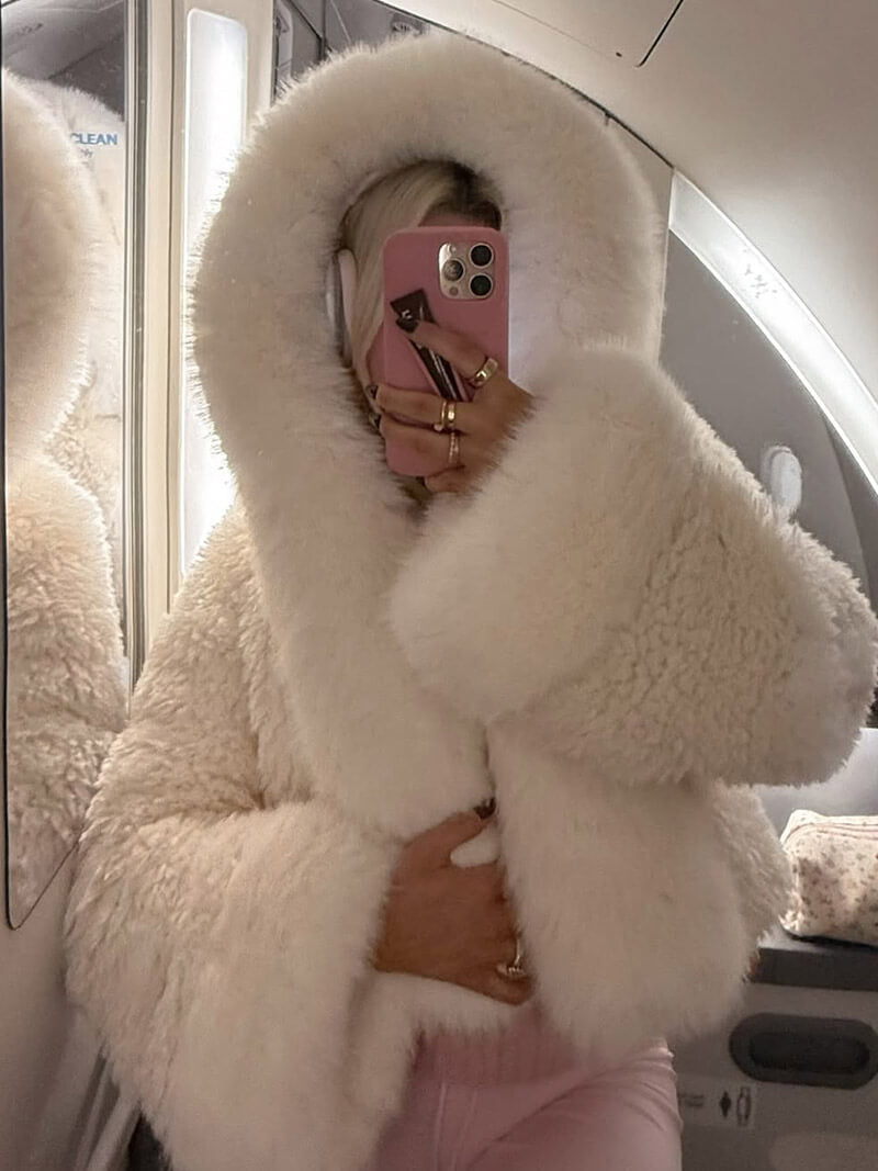 FluffyWarm Oversized Faux Fur Hooded Coat – Women’s Winter Jacket