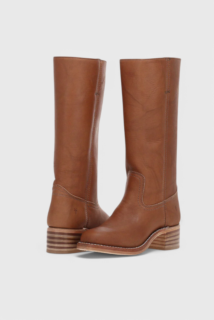 Women’s Classic Knee-High Leather Boots – Beige Vintage Edition