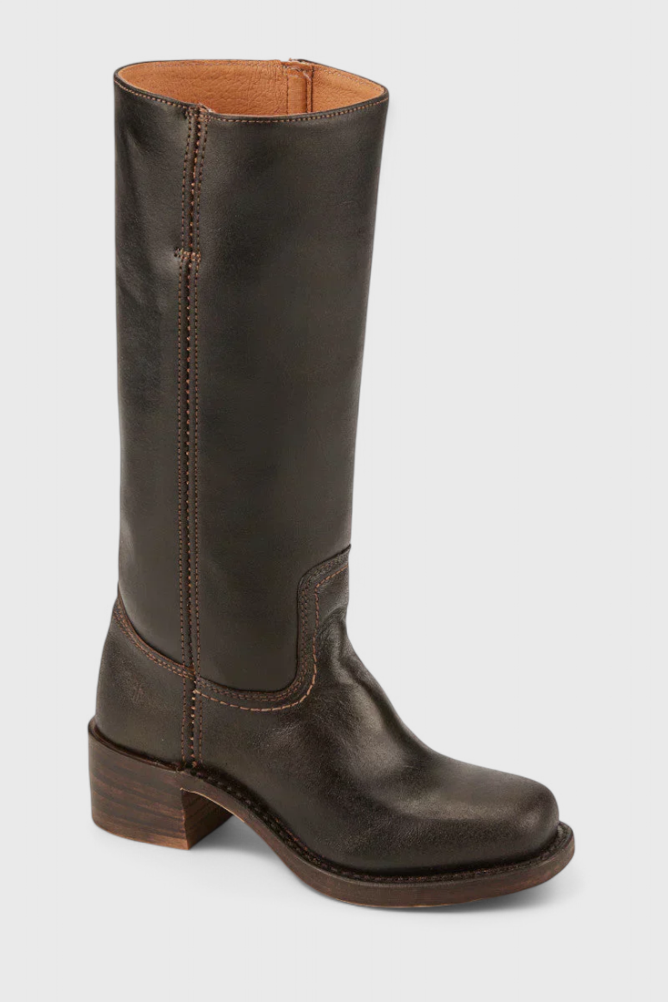Women’s Classic Knee-High Leather Boots – Beige Vintage Edition