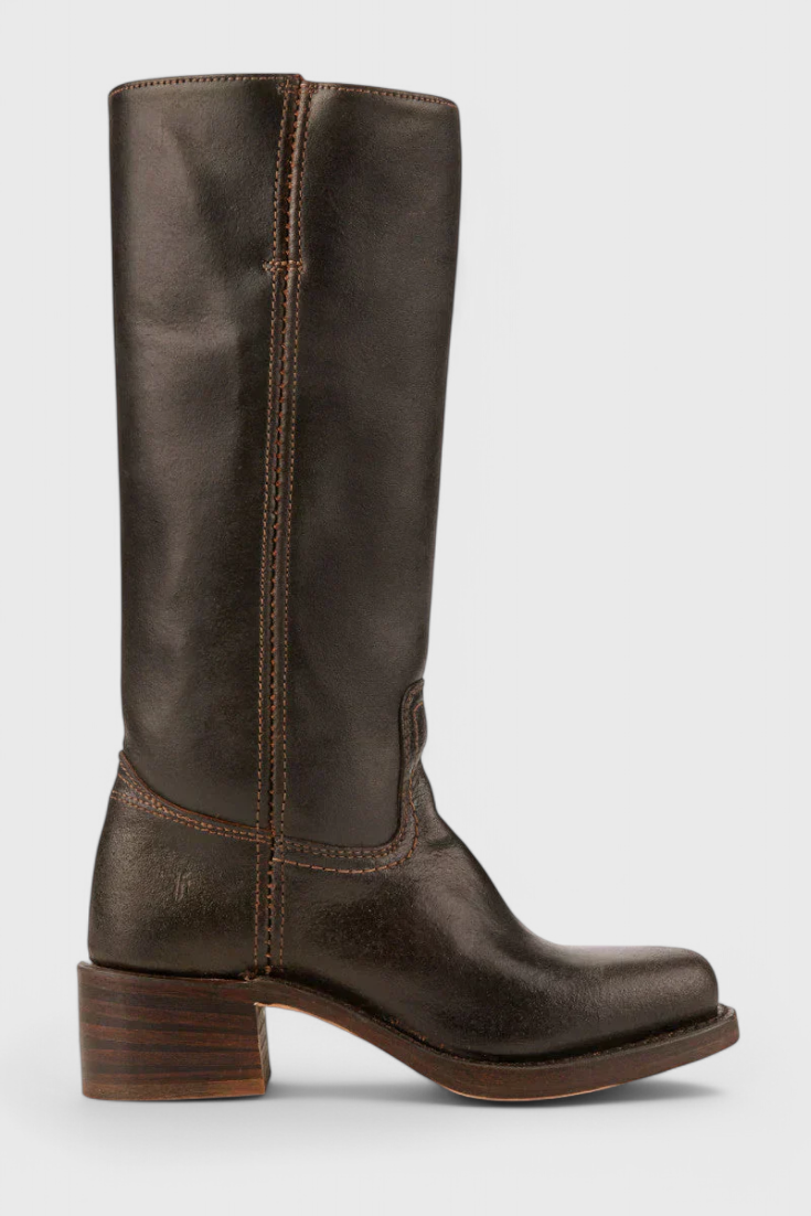 Women’s Classic Knee-High Leather Boots – Beige Vintage Edition