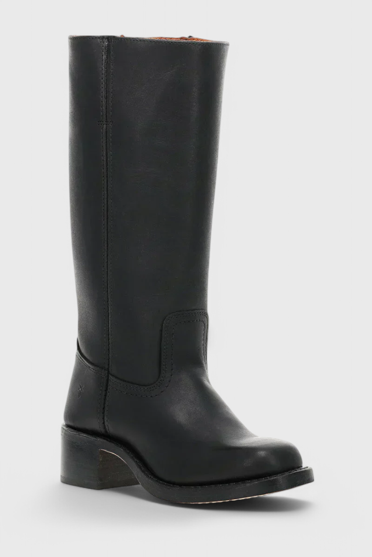 Women’s Classic Knee-High Leather Boots – Beige Vintage Edition