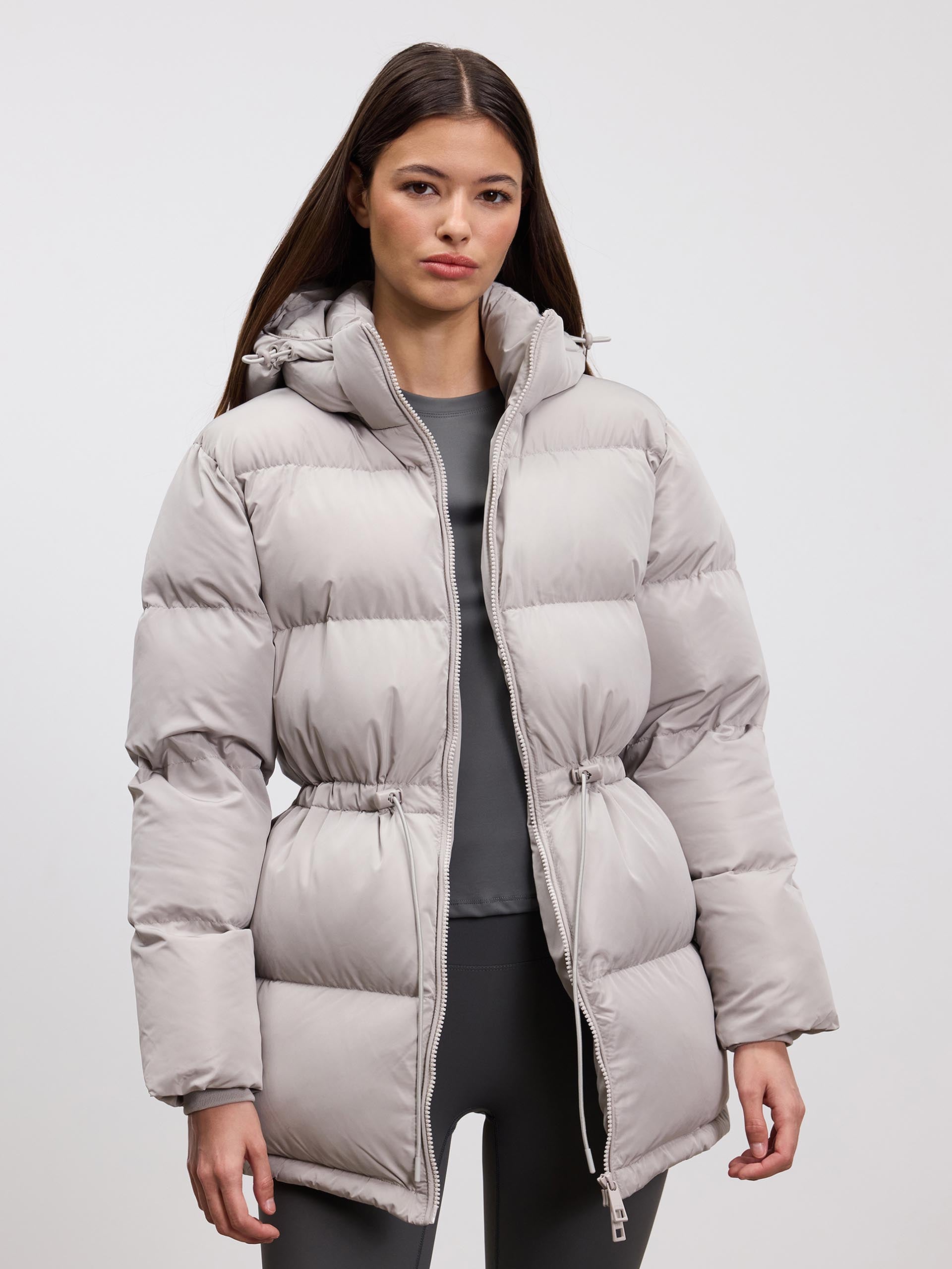 Women’s Fitted Puffer Jacket – Warm Hooded Winter Coat