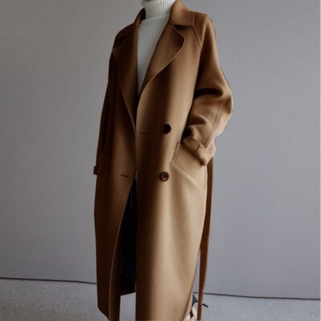 Trench Coat - Polyester Blend Slim Fit & Button Closure