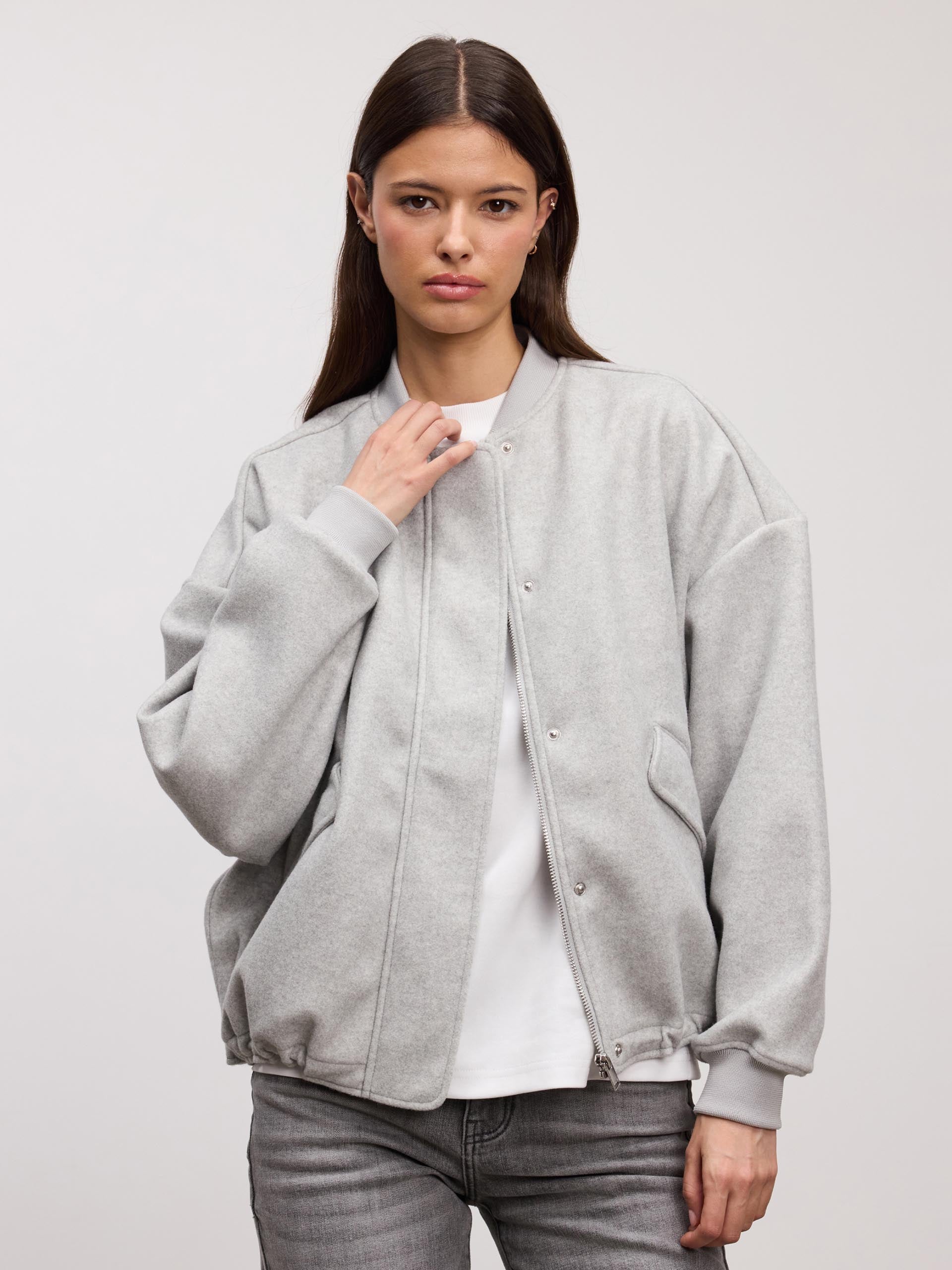 Women’s Oversized Bomber Jacket – Soft Casual Everyday Coat