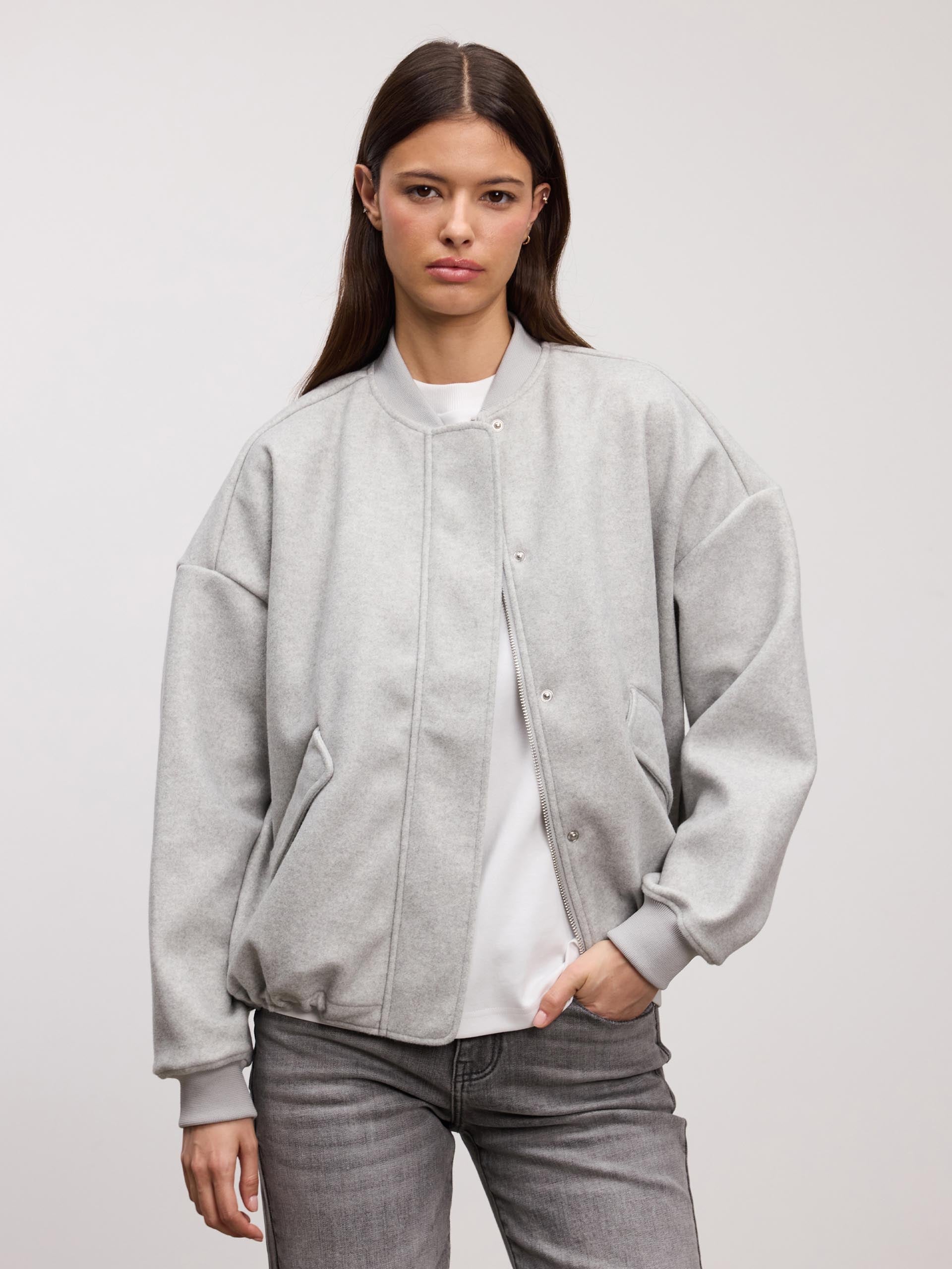 Women’s Oversized Bomber Jacket – Soft Casual Everyday Coat