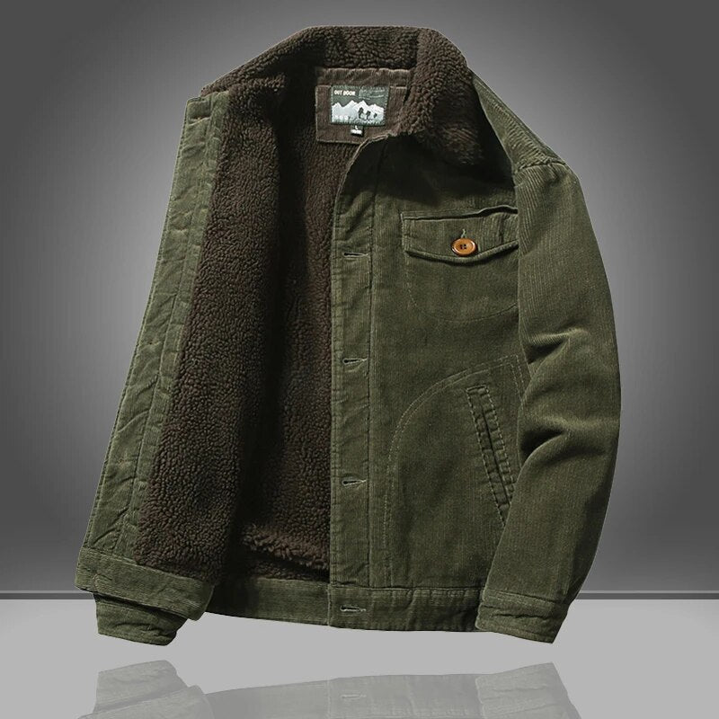 Men’s Corduroy Sherpa-Lined Jacket – Vintage Winter Coat
