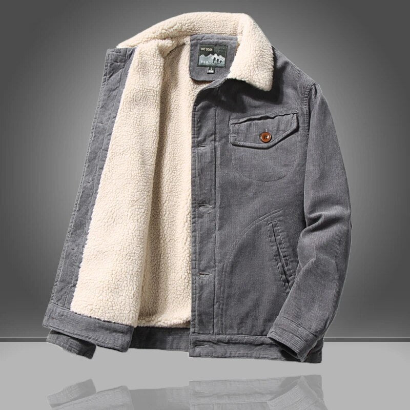 Men’s Corduroy Sherpa-Lined Jacket – Vintage Winter Coat
