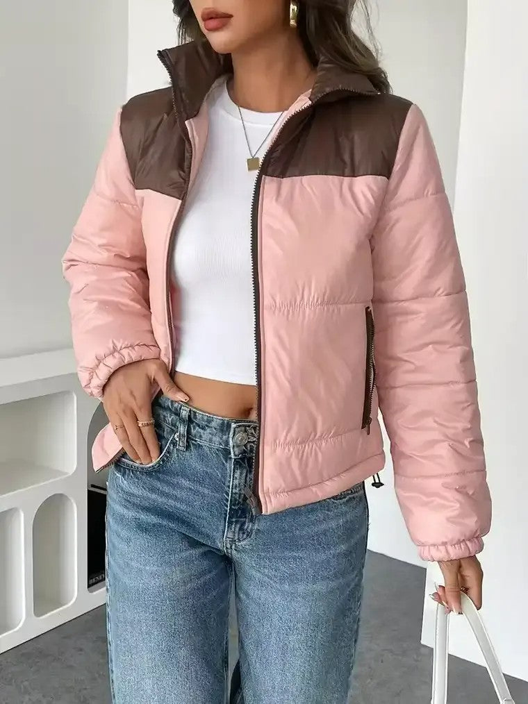 Two-Tone Lightweight Puffer Jacket – Warm, Casual & Modern