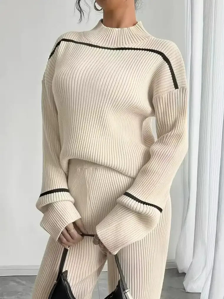 Ribbed Knit Two-Piece Lounge Set – Soft, Stretchy & Minimalist
