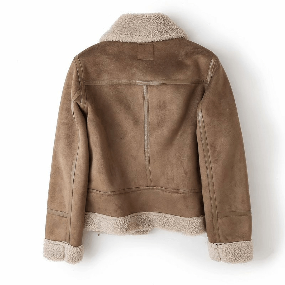 Women's Sherpa Lined Leather Jacket With Ribbed Cuffs