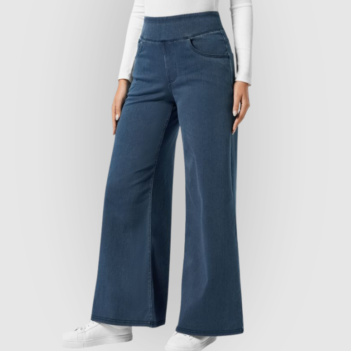 Women’s High-Rise Wide-Leg Pull-On Jeans – Soft Stretch Denim