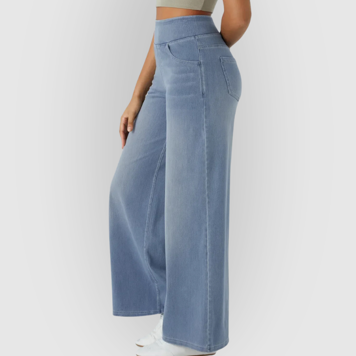 Women’s High-Rise Wide-Leg Pull-On Jeans – Soft Stretch Denim
