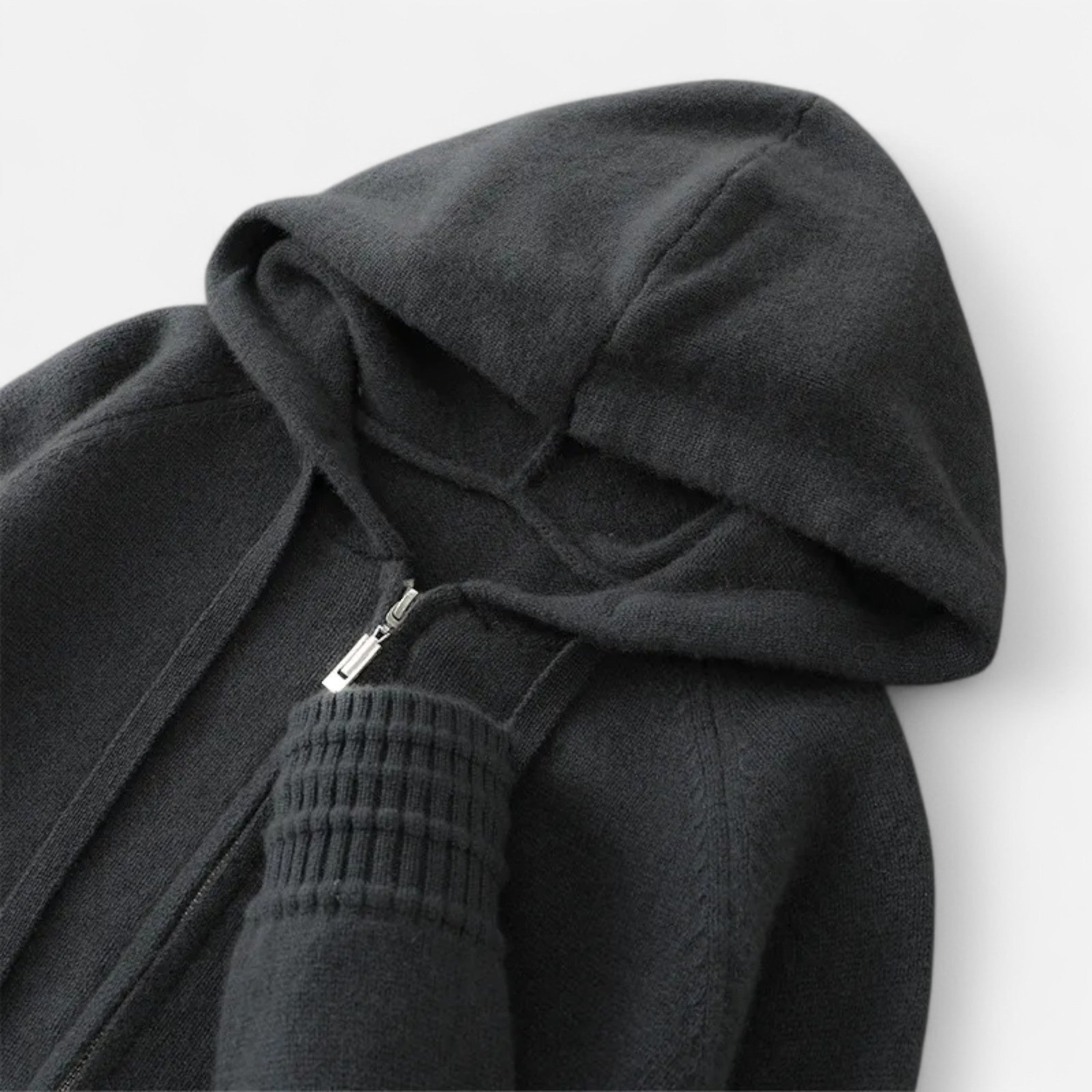 Premium Knit Hooded Zip Cardigan – Warm Minimal & Stylish