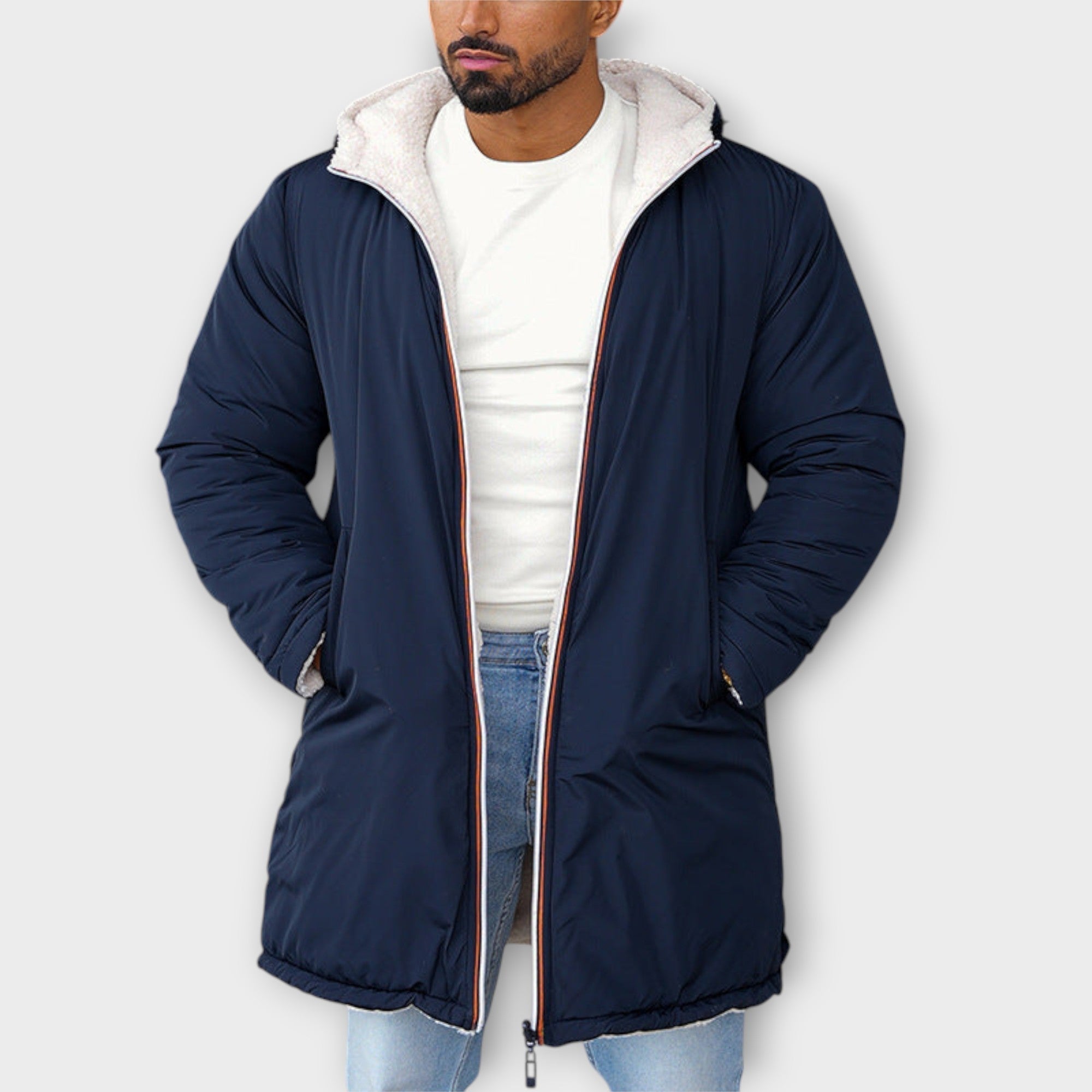 Men’s Long Fleece Zip-Up Vest – Ultra-Soft Hooded Sherpa Cardigan