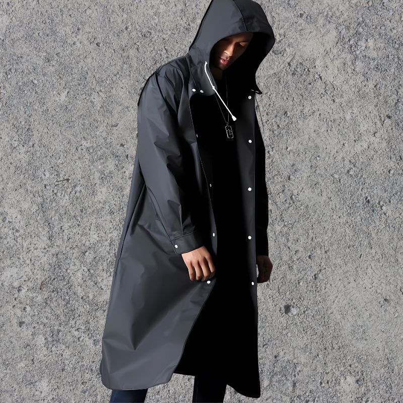 Men’s Long Waterproof Raincoat – Full-Length Hooded Protection