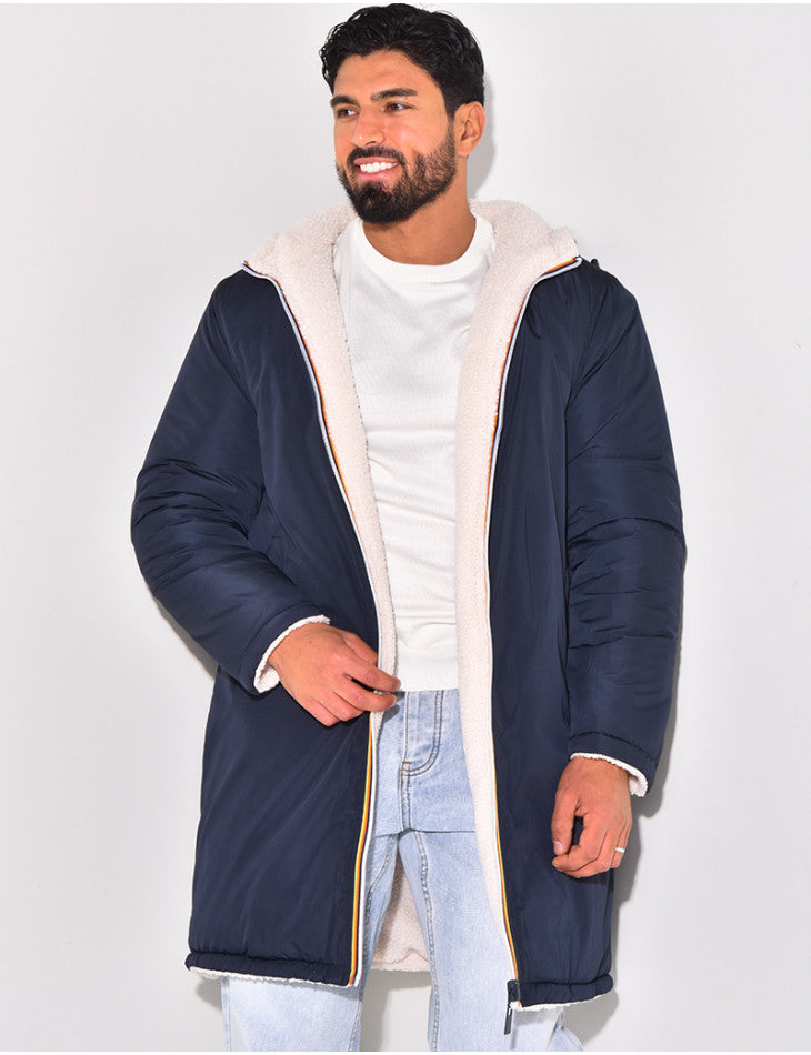 Men’s Long Fleece Zip-Up Vest – Ultra-Soft Hooded Sherpa Cardigan