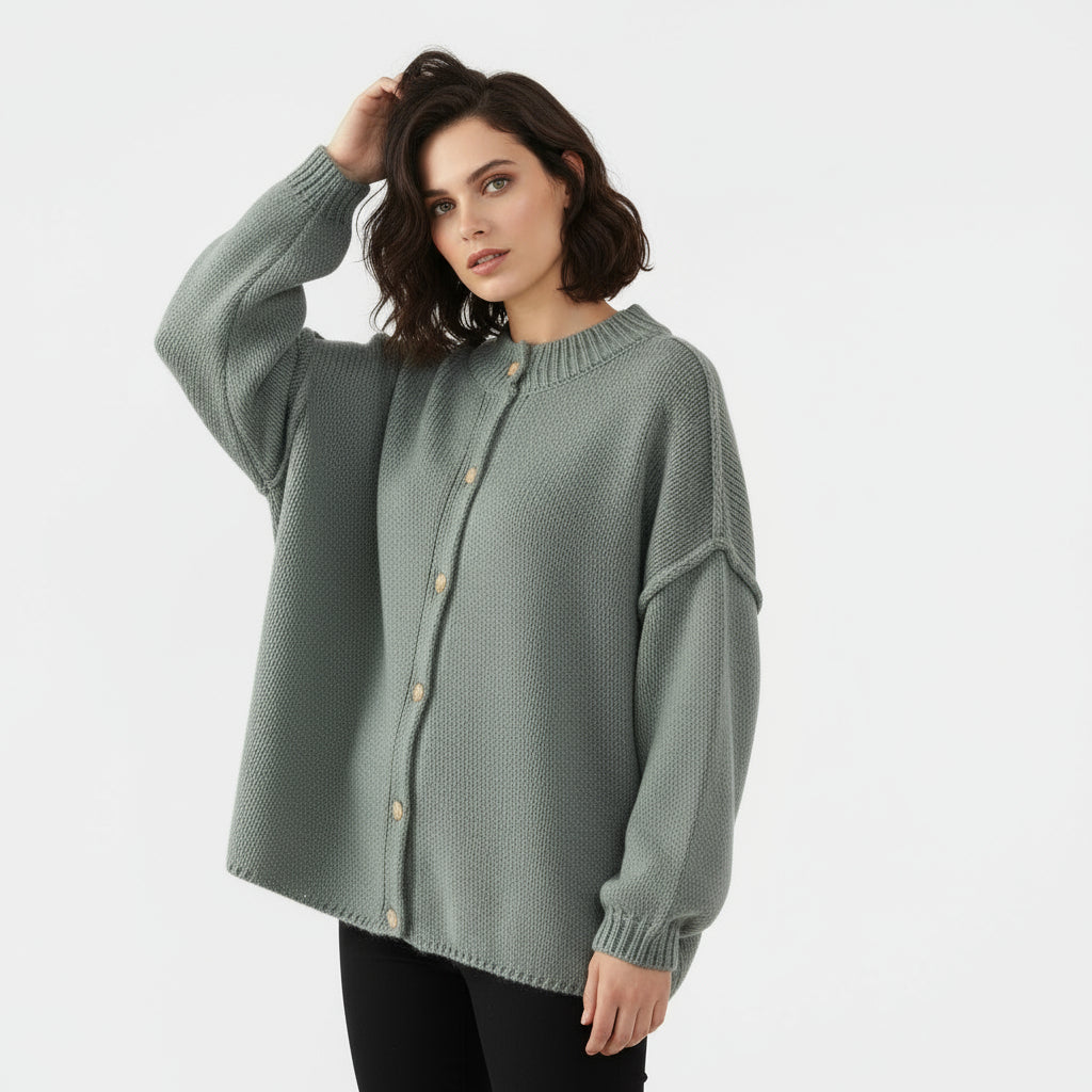 Women’s Button-Front Knit Cardigan – Relaxed Fit