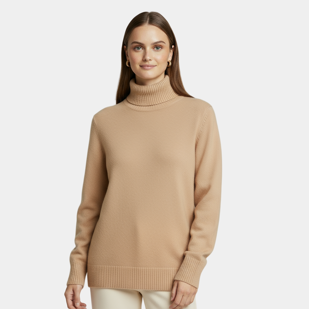Classic Black Turtleneck Knit Sweater for Women