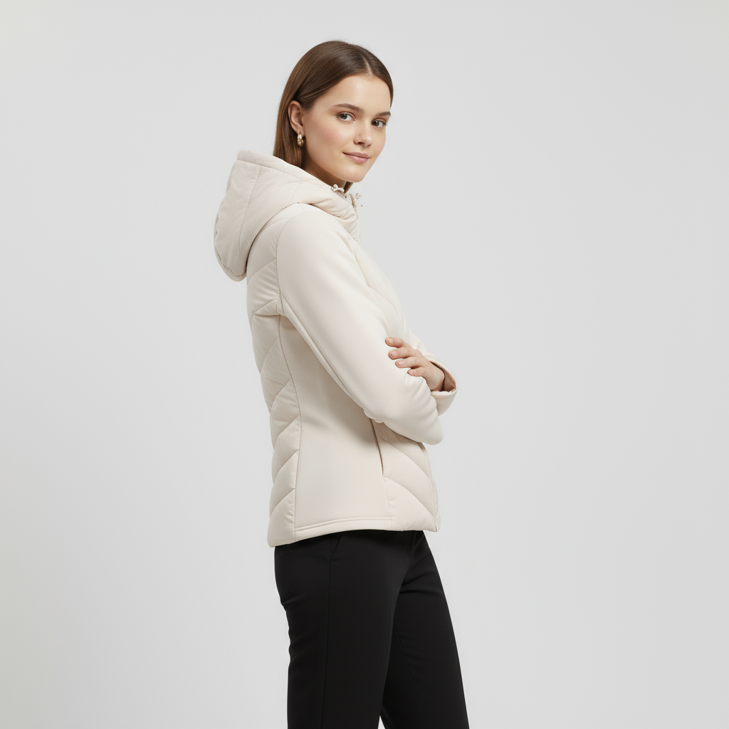 Women’s Quilted Hooded Jacket – Lightweight & Fitted Design