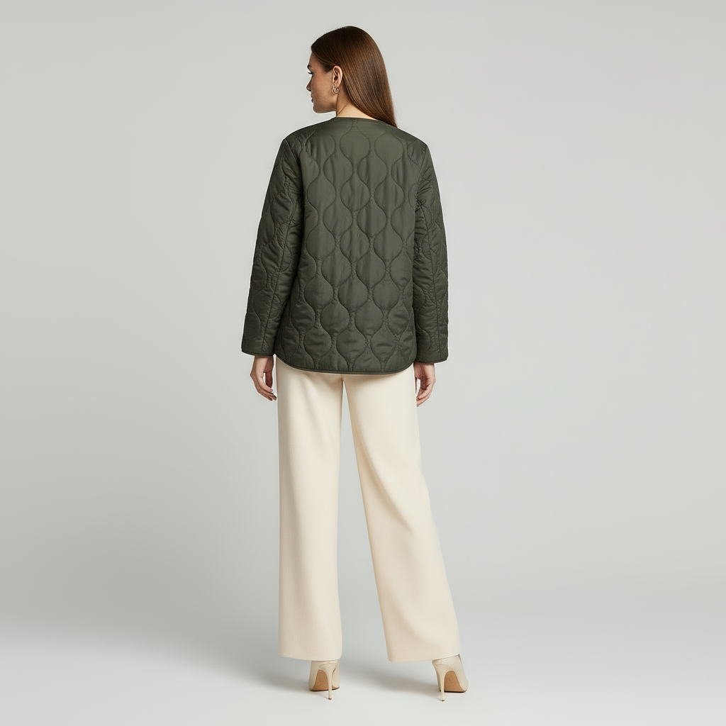 Women’s Lightweight Quilted Jacket – Zip Front, Slim Fit