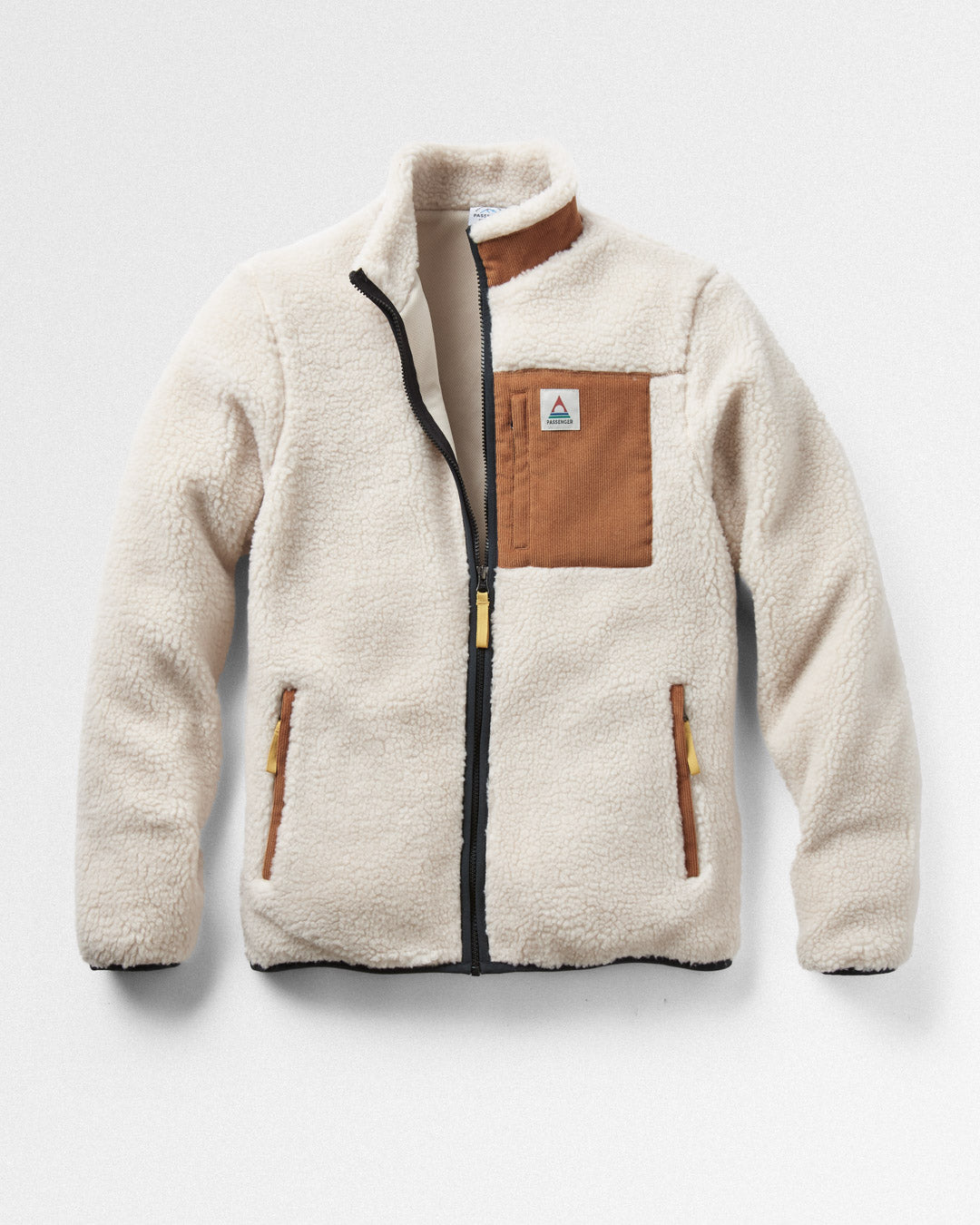 Men’s Retro Sherpa Fleece Jacket – Warm Outdoor Zip-Up with Corduroy Chest Pocket