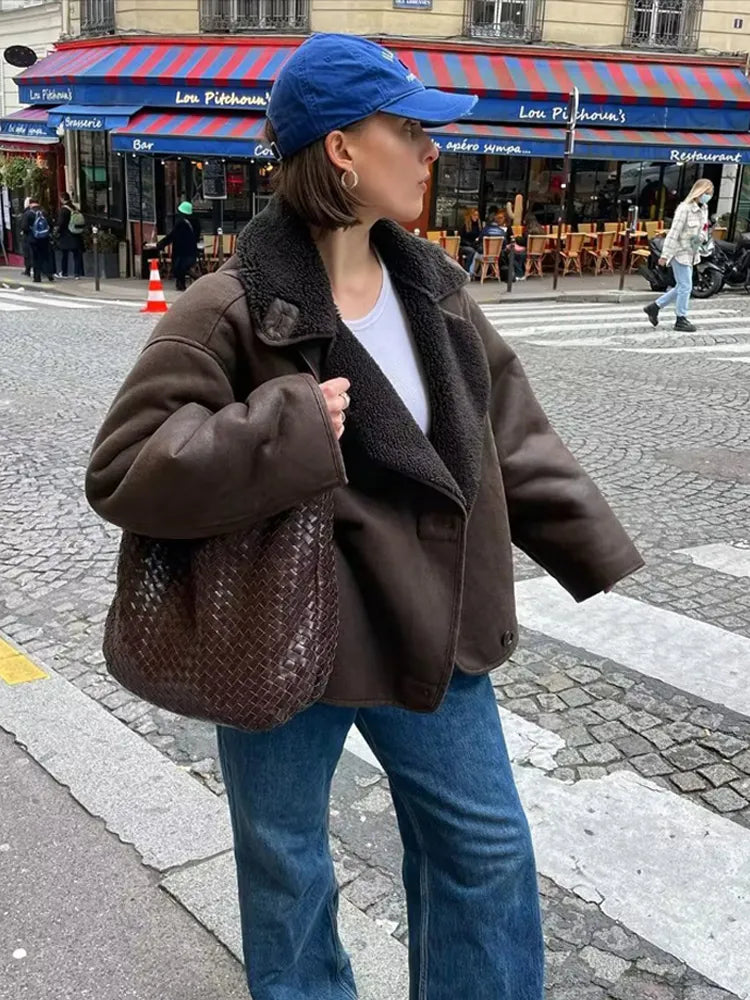 Women’s Aviator Jacket – Faux Shearling Lined, Relaxed Fit